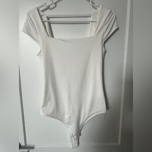 White Square Neck Bodysuit